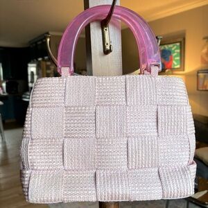 Vintage M. & G. Bertini Woven Bag with Lucite Handles